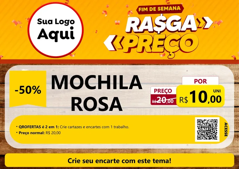 Modelo de Cartaz para Cartaz A4 Horizontal com o tema Fim de Semana Rasga Preços para Papelaria