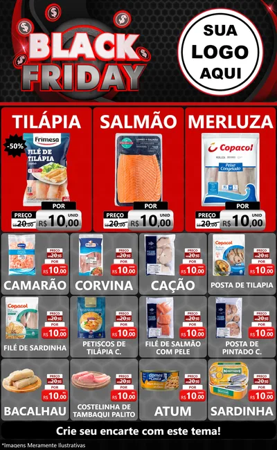 Modelo de Encarte para Encarte Grande com o tema Black Friday para Peixaria