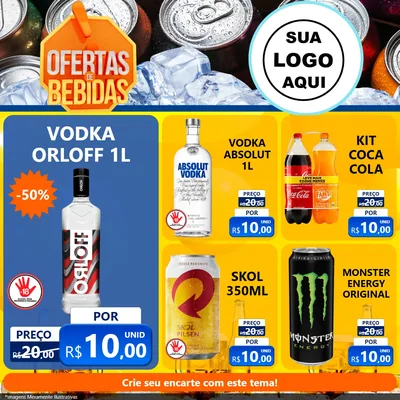 Modelo de Rede Social para Feed Facebook com o tema Ofertas de Bebidas para Distribuidora de bebidas