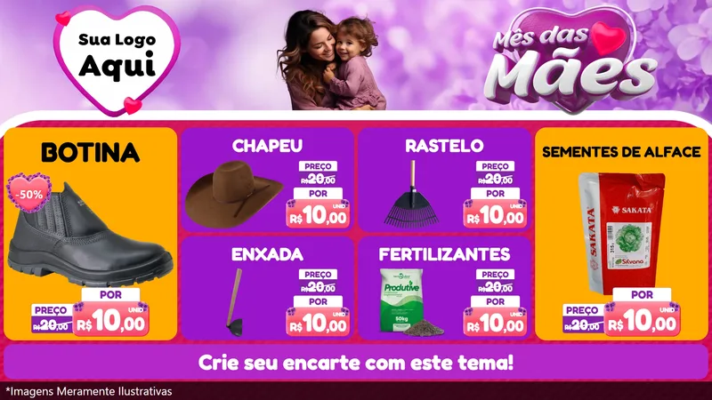 Modelo de TV para TV Horizontal com o tema Mês das Mães para Agropecuária