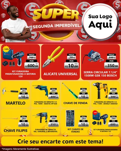 Modelo de Rede Social para Feed Instagram com o tema Super Segunda Imperdível para Maquinas e Ferramentas