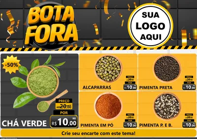 Modelo de Encarte para Encarte A4 Horizontal com o tema Bota Fora para Produtos Naturais