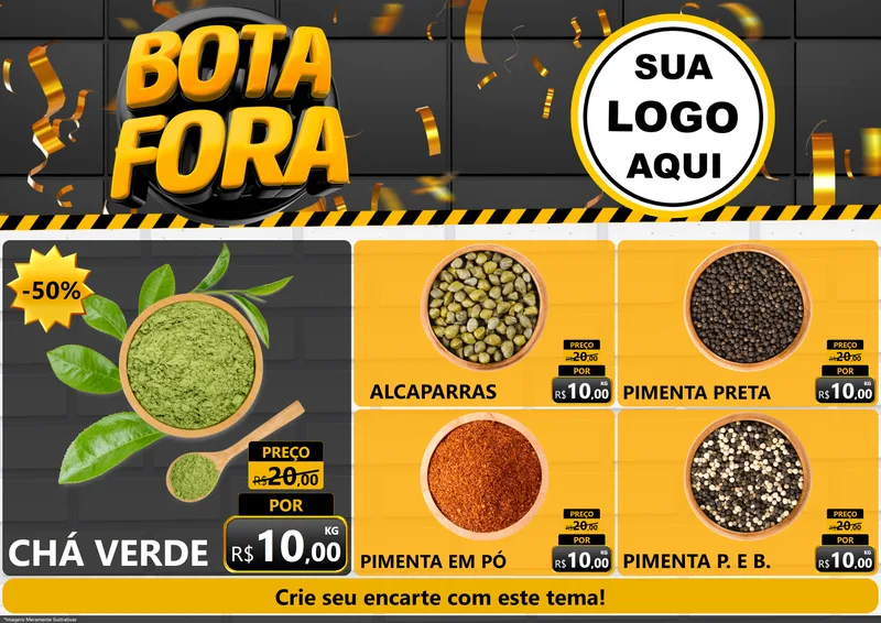 Modelo de Encarte para Encarte A4 Horizontal com o tema Bota Fora para Produtos Naturais