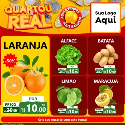 Modelo de Rede Social para Feed Facebook com o tema Quartou do Real para Hortifrúti
