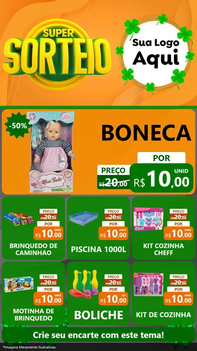 Modelo de Rede Social para Stories com o tema Super Sorteio para Brinquedos