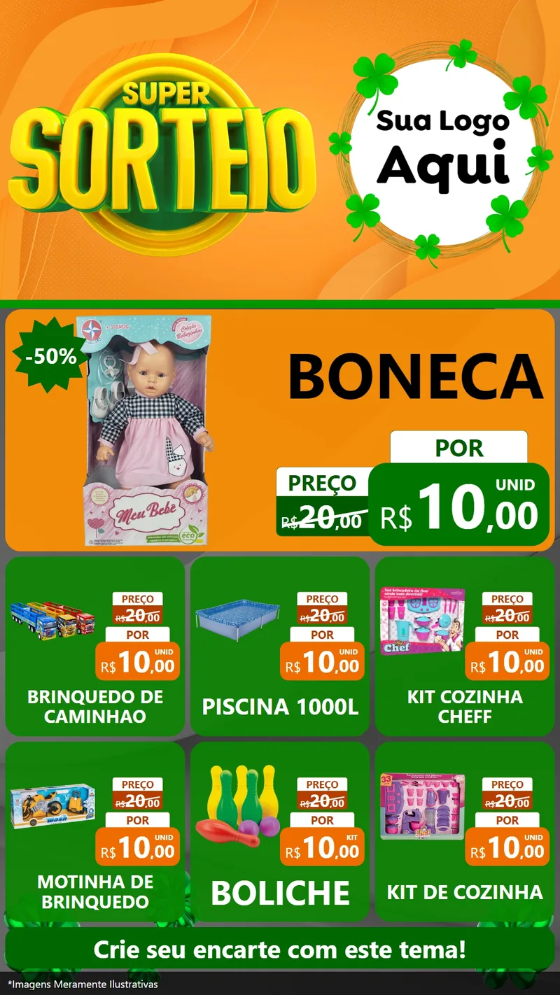 Modelo de Rede Social para Stories com o tema Super Sorteio para Brinquedos