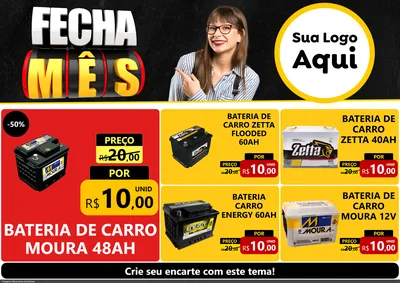 Modelo de Encarte para Encarte A4 Horizontal com o tema Fecha Mês para Baterias Elétricas