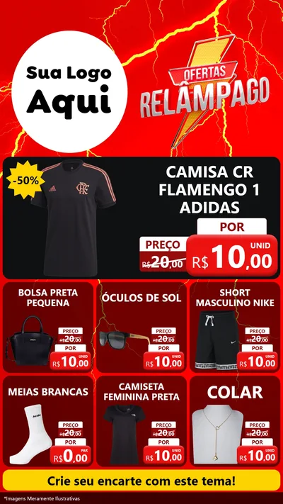 Modelo de Rede Social para Stories com o tema Ofertas Relâmpago para Roupas e acessórios