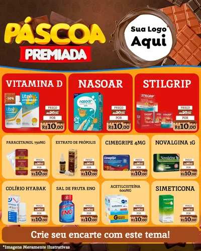 Modelo de Rede Social para Feed Instagram com o tema Páscoa Premiada para Farmácia
