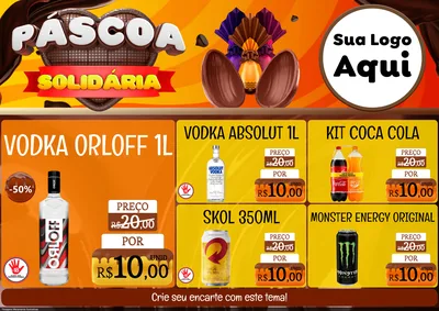 Modelo de Encarte para Encarte A4 Horizontal com o tema Páscoa Solidária para Distribuidora de bebidas