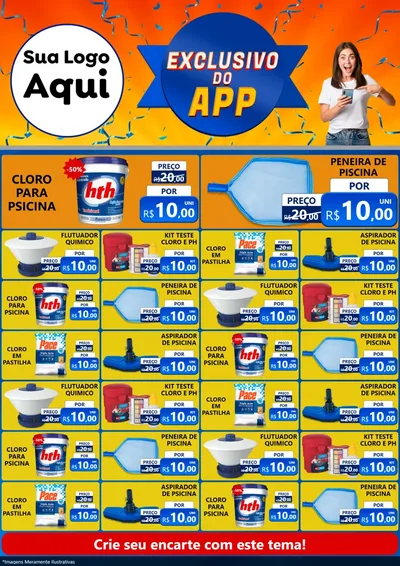 Modelo de Encarte para Encarte A4 Vertical com o tema Exclusivo do Aplicativo para Produtos para Piscina