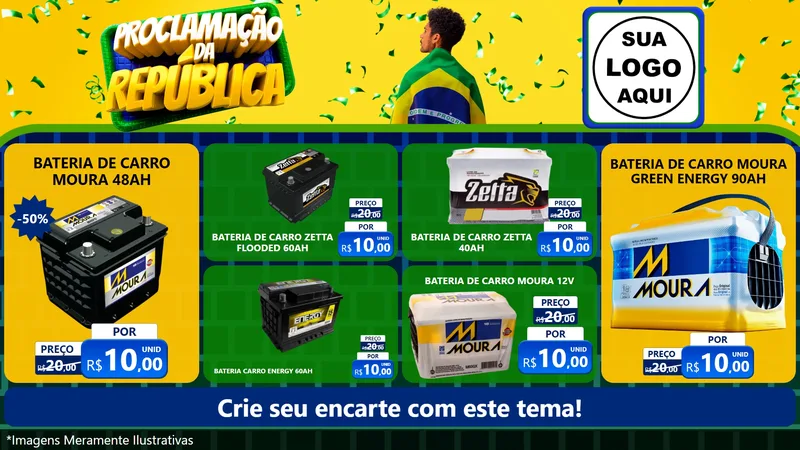 Modelo de TV para TV Horizontal com o tema Proclamação da República para Baterias Elétricas