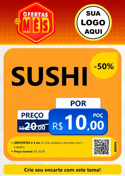 Modelo de Cartaz para Cartaz A4 Vertical com o tema Ofertas do Mês para Comida japonesa