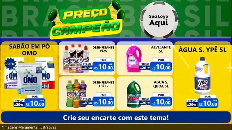 Modelo de TV para TV Horizontal com o tema Preço Campeão - Copa para Produtos de Limpeza