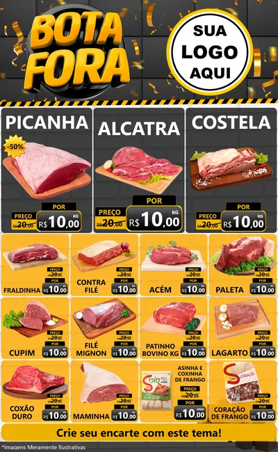 Modelo de Encarte para Encarte Grande com o tema Bota Fora para Açougue