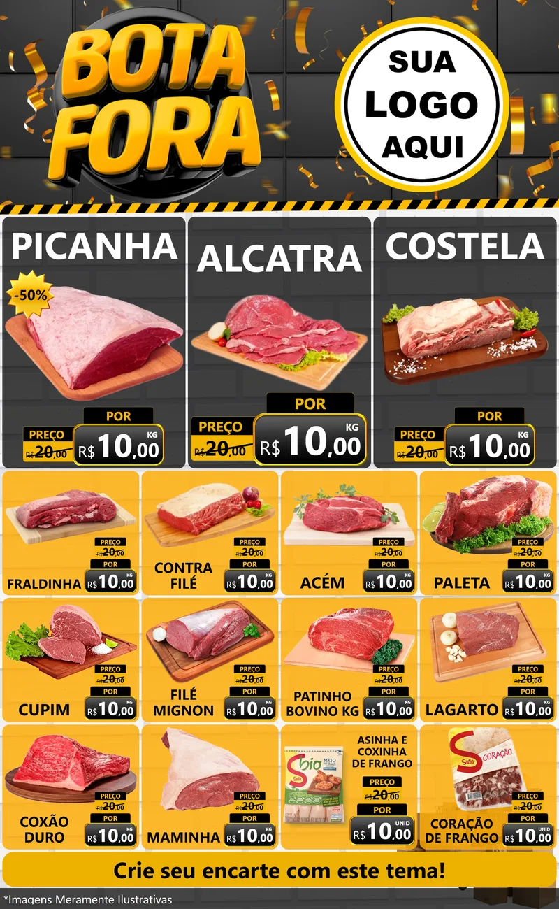 Modelo de Encarte para Encarte Grande com o tema Bota Fora para Açougue