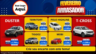 Modelo de TV para TV Horizontal com o tema Fevereiro Arrasador para Concessionaria de Carros