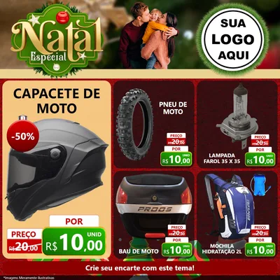 Modelo de Rede Social para Feed Facebook com o tema Natal Especial para Moto peças