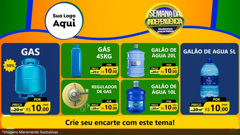 Modelo de TV para TV Horizontal com o tema Semana da Independência Declaramos Preços Baixos para Água e gás