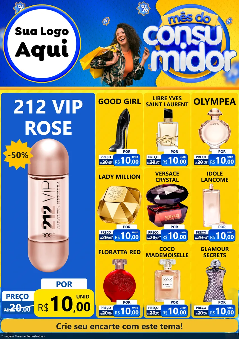 Modelo de Encarte para Encarte A4 Vertical com o tema Mês do Consumidor para Perfumes