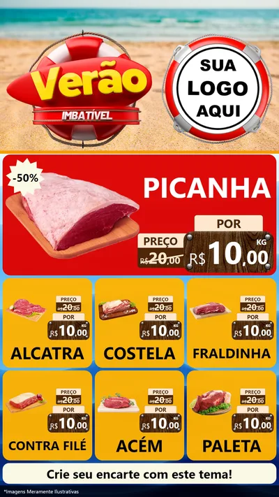 Modelo de Rede Social para Stories com o tema Verão Imbatível para Açougue