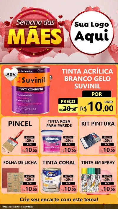 Modelo de Rede Social para Stories com o tema Semana das Mães para Tintas e Ferramentas