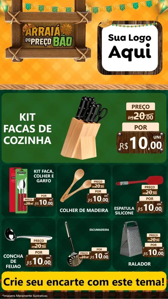 Modelo de Rede Social para Stories com o tema Arraiá do preço bão para Utilidades Domésticas