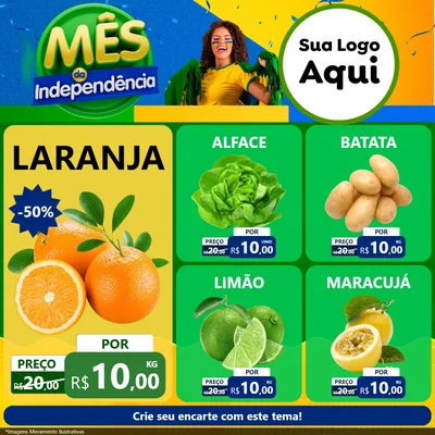 Modelo de Rede Social para Feed Facebook com o tema Mês da Independência para Hortifrúti