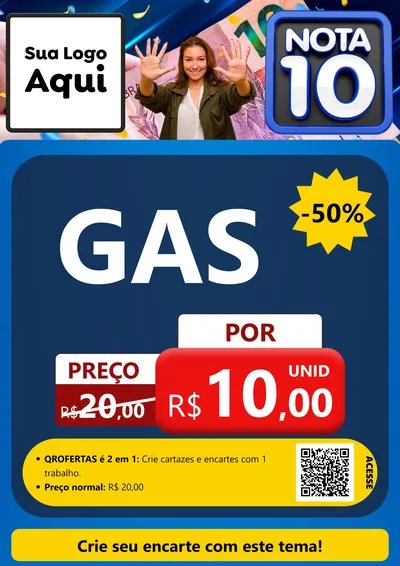 Modelo de Cartaz para Cartaz A4 Vertical com o tema Nota 10 para Água e gás