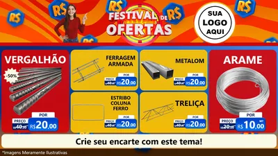 Modelo de TV para TV Horizontal com o tema Festival de Ofertas para Ferragens