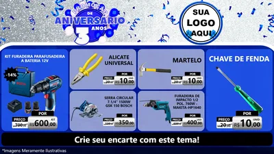 Modelo de TV para TV Horizontal com o tema Promoção de Aniversário - 3 Anos para Maquinas e Ferramentas