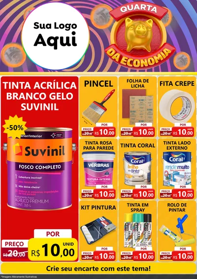 Modelo de Encarte para Encarte A4 Vertical com o tema Quarta da Economia para Tintas e Ferramentas