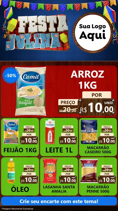 Modelo de Rede Social para Stories com o tema Festa Julina para Supermercado