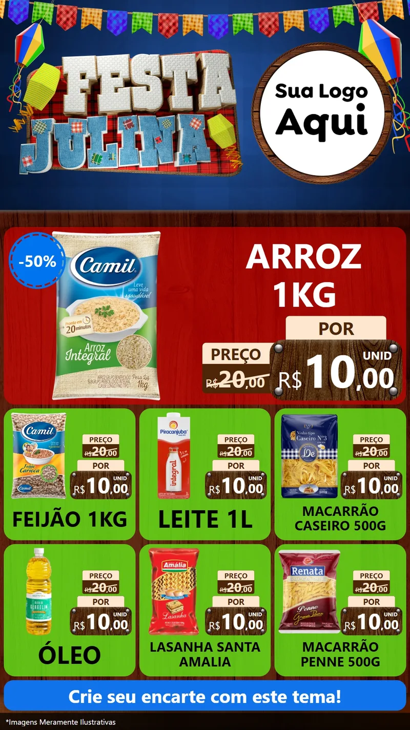Modelo de Rede Social para Stories com o tema Festa Julina para Supermercado