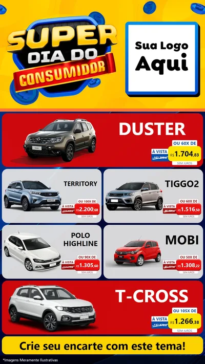 Modelo de TV para TV Vertical com o tema Super Dia do Consumidor para Concessionaria de Carros