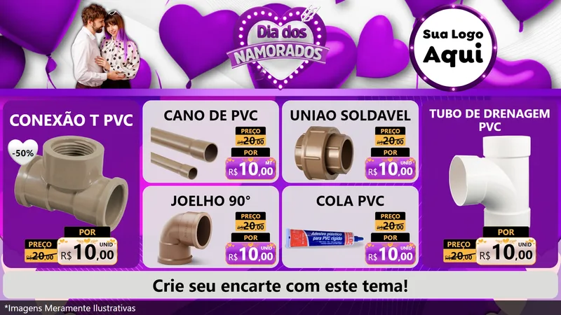 Modelo de TV para TV Horizontal com o tema Dia dos Namorados para Tubos e conexões