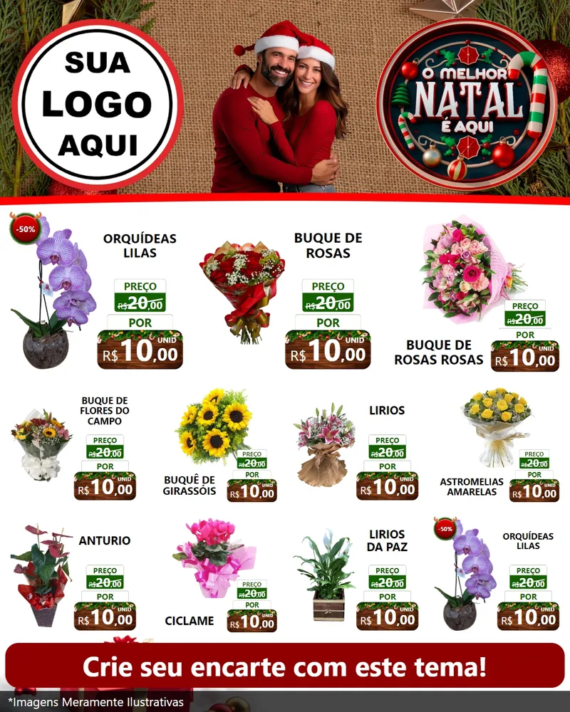 Modelo de Rede Social para Feed Instagram com o tema O Melhor Natal É Aqui para Floricultura e jardim
