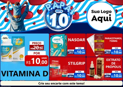 Modelo de Encarte para Encarte A4 Horizontal com o tema Papai Nota 10 para Farmácia