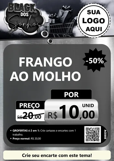 Modelo de Cartaz para Cartaz A4 Vertical com o tema Black dos Sonhos para Restaurante