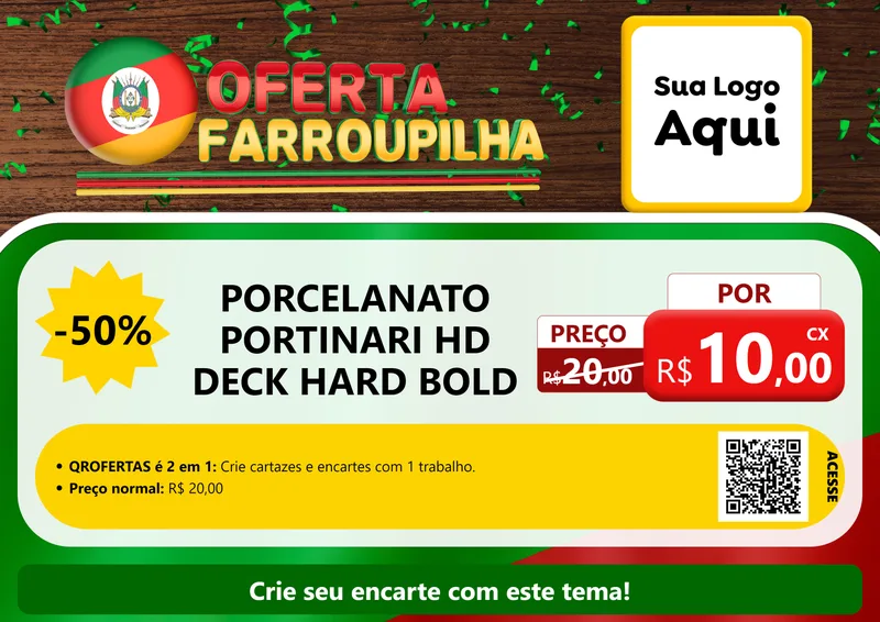 Modelo de Cartaz para Cartaz A4 Horizontal com o tema Oferta Farroupilha para Pisos e revestimentos