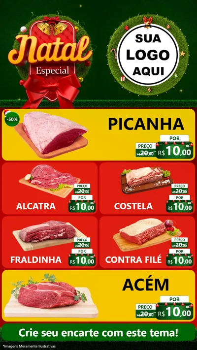Modelo de TV para TV Vertical com o tema Natal Especial para Açougue