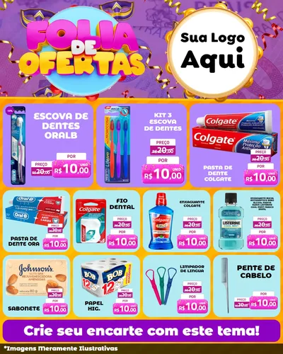 Modelo de Rede Social para Feed Instagram com o tema Folia de Ofertas para Higiene Pessoal
