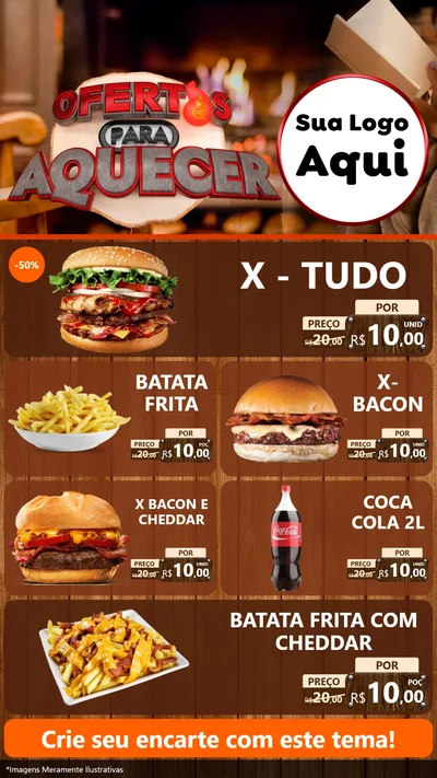 Modelo de TV para TV Vertical com o tema Ofertas Para Aquecer para Hamburgueria
