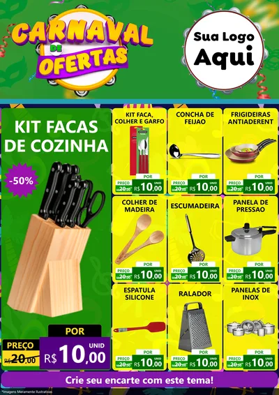 Modelo de Encarte para Encarte A4 Vertical com o tema Carnaval de Ofertas para Utilidades Domésticas