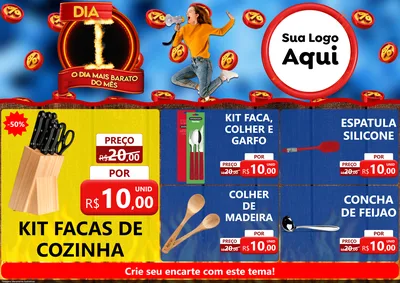 Modelo de Encarte para Encarte A4 Horizontal com o tema Dia I - O Dia Mais Barato Do Mês para Utilidades Domésticas