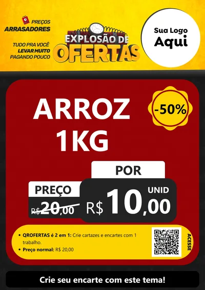 Modelo de Cartaz para Cartaz A4 Vertical com o tema Explosão de Ofertas para Supermercado