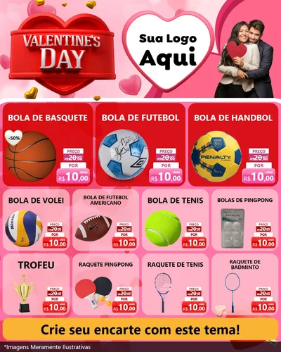 Modelo de Rede Social para Feed Instagram com o tema Valentine's Day para Artigos Esportivos