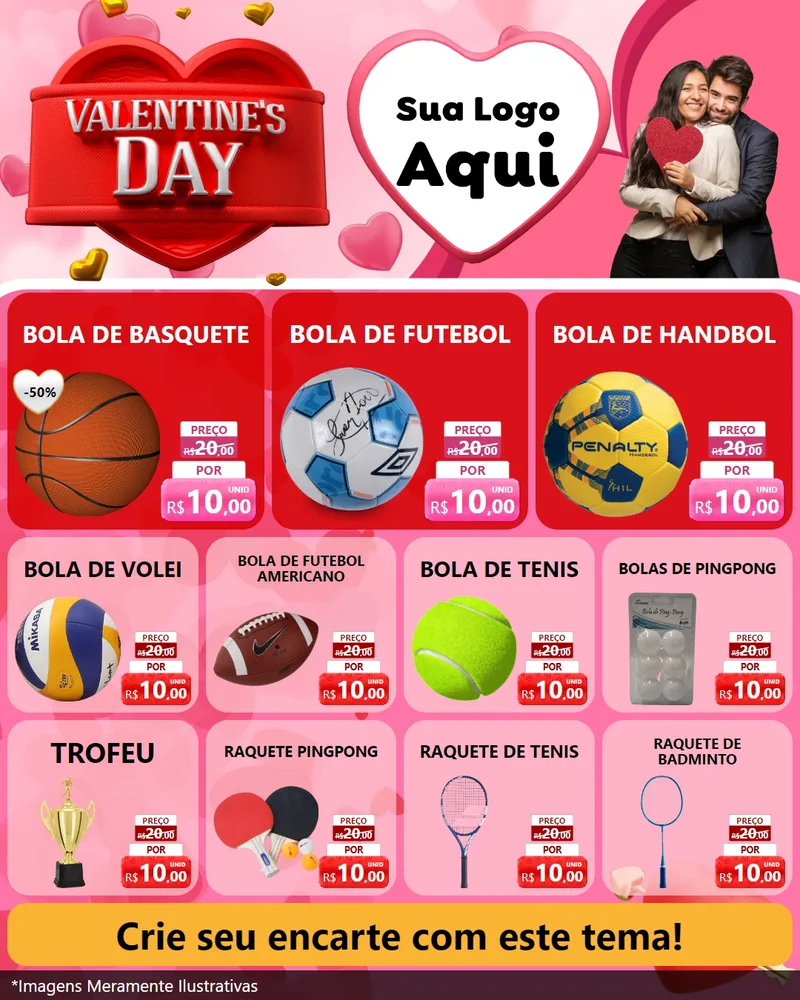 Modelo de Rede Social para Feed Instagram com o tema Valentine's Day para Artigos Esportivos