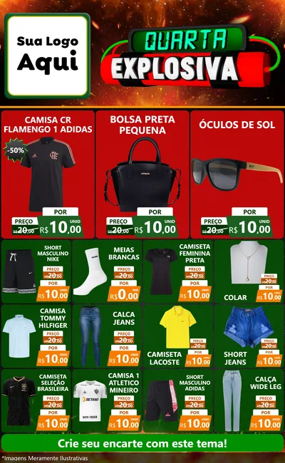 Modelo de Encarte para Encarte Grande com o tema Quarta Explosiva para Roupas e acessórios