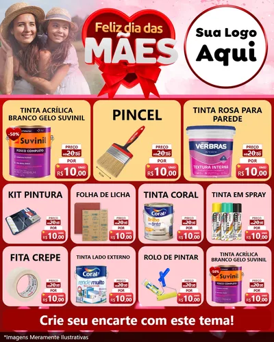 Modelo de Rede Social para Feed Instagram com o tema Feliz Dia Das Mães para Tintas e Ferramentas